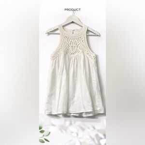 Maje White Crochet Halter Top